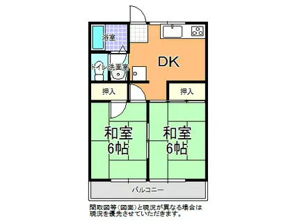 コーポ中山(2DK/2階)の間取り写真