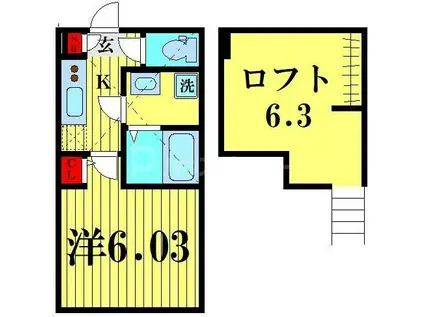 OIKOS 八潮(1K/2階)の間取り写真