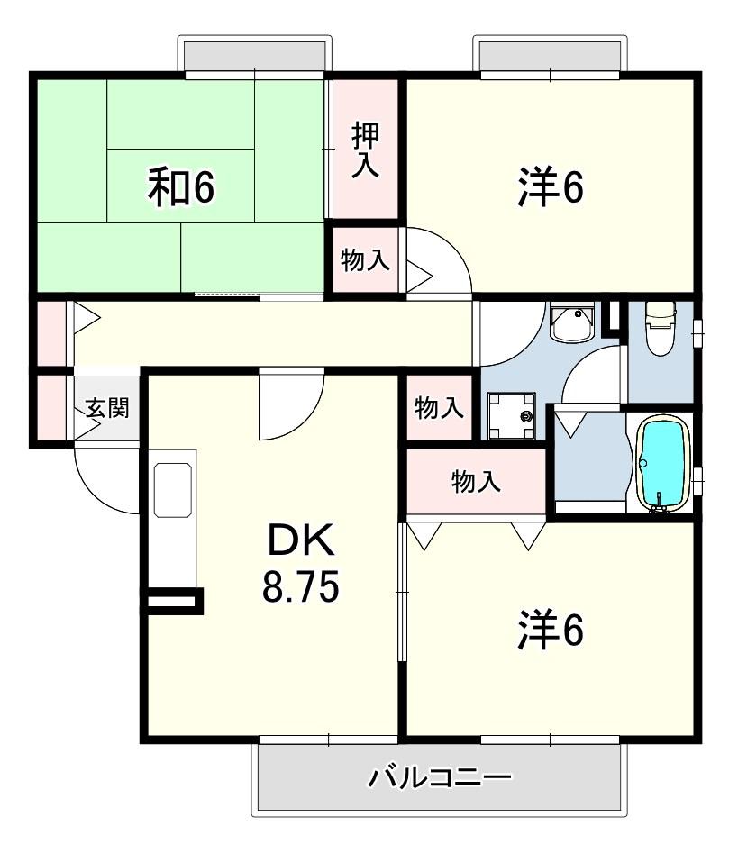セジュール小西(3DK/2階)の間取り写真