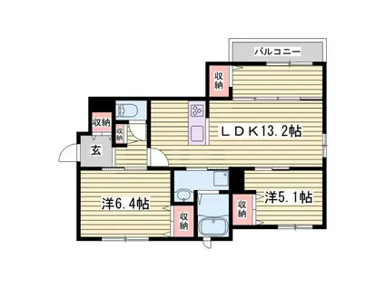 MAISON BONHEUR(2SLDK/2階)の間取り写真