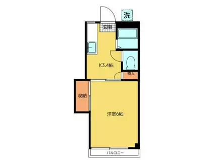 ヴェルデ中野(1K/1階)の間取り写真