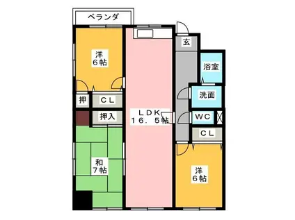 ベーシック中日(3LDK/13階)の間取り写真