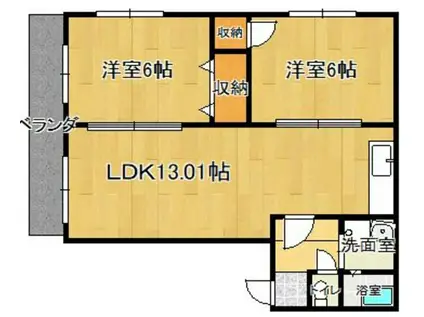 グリフォンガーデン池尻A(2LDK/1階)の間取り写真