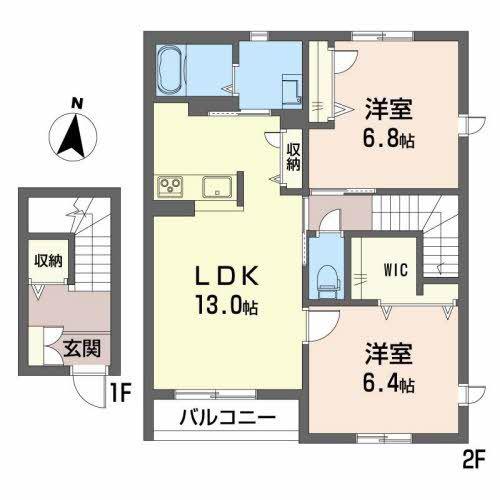 クオーレ(2LDK/2階)の間取り写真