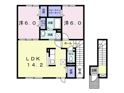 アーデル花園II(2LDK/2階)の間取り写真