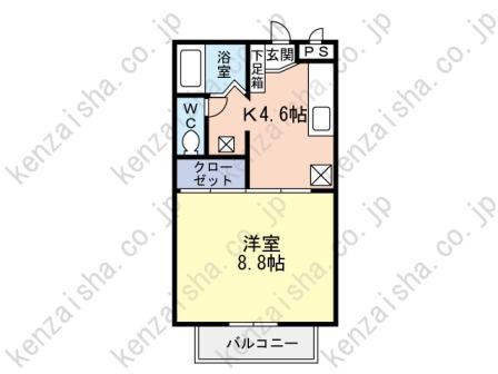 ラフォーレサン(1K/2階)の間取り写真