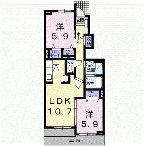 サンリット I(2LDK/1階)の間取り写真