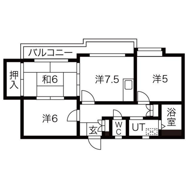 ヴィラ白壁(3DK/2階)の間取り写真