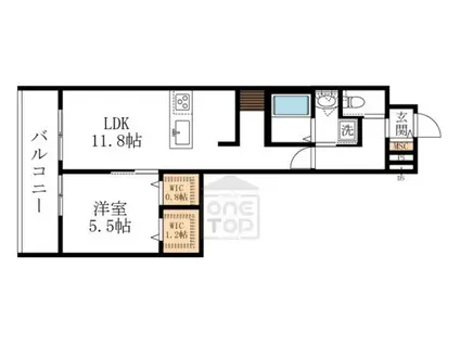 リバーウエスト南茨木(1LDK/3階)の間取り写真