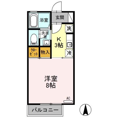 パラーシオ近藤 A(1K/1階)の間取り写真