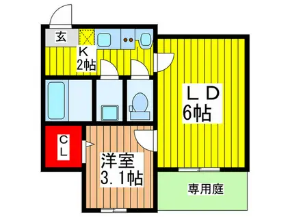 クレシェンテ大宮(1LDK/1階)の間取り写真