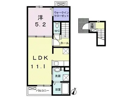 コート・グランドゥール I(1LDK/2階)の間取り写真