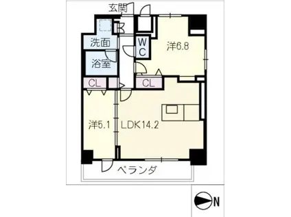 ピノ・アガタ岐阜駅前(2LDK/12階)の間取り写真