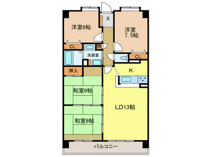 コモドカーサ千代田(4LDK/9階)の間取り写真