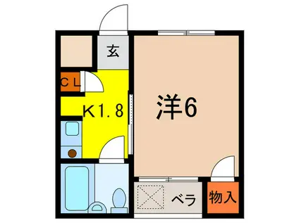 ハイツ上ヶ原(1K/3階)の間取り写真