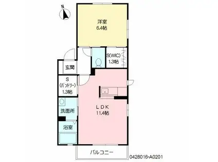 メゾンアンリシール A棟(1LDK/2階)の間取り写真