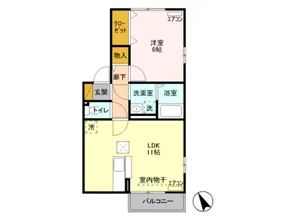 パルクヴェール(1LDK/1階)の間取り写真