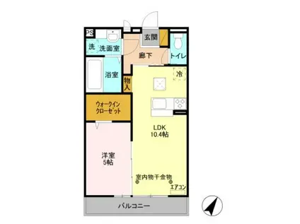 シャルムB(1LDK/1階)の間取り写真