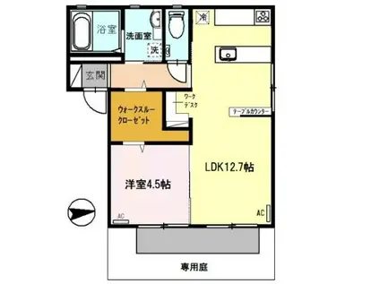 ディアス八重(1LDK/1階)の間取り写真