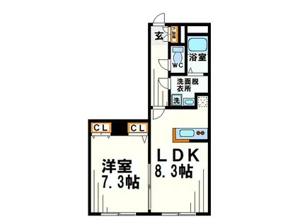 ウエストバレーIII 自社管理物件(1LDK/1階)の間取り写真