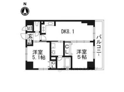 JR東海道本線 京都駅 徒歩6分 11階建 築14年(2DK/6階)の間取り写真