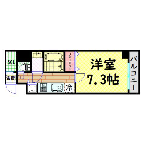 ララプレイス阿波座駅前フェリオ(1K/14階)の間取り写真