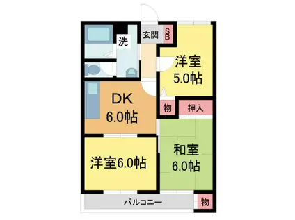 金岡マンション(3DK/1階)の間取り写真