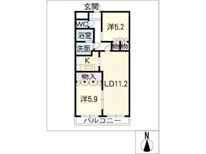 エル・アールの森(2LDK/1階)の間取り写真