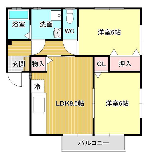 ハイツカローラ(2LDK/1階)の間取り写真