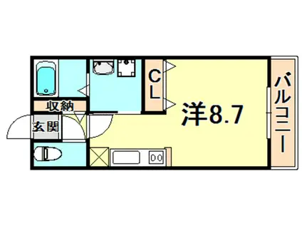 モンテマーレ北野(ワンルーム/8階)の間取り写真