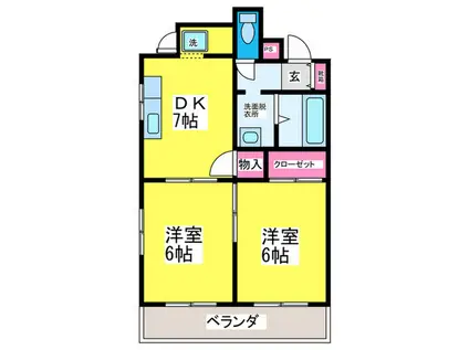 ロマネ沢ノ町(2DK/5階)の間取り写真