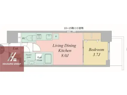 エスリードレジデンス大阪谷町ザ・マークス(1LDK/14階)の間取り写真