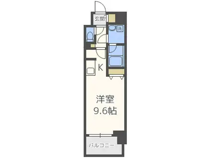 コンフォリア京町堀(ワンルーム/15階)の間取り写真