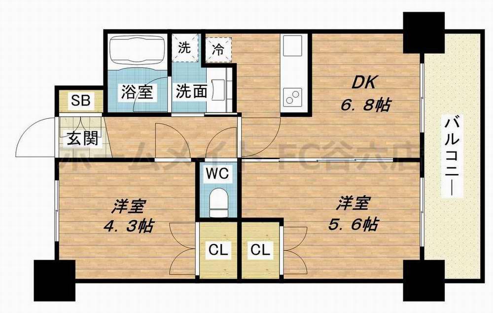 URBAN FLATS中之島(2DK/10階)の間取り写真