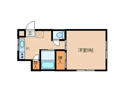 アルカディア五福(1K/2階)の間取り写真