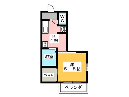 アーバン南が丘(1K/2階)の間取り写真