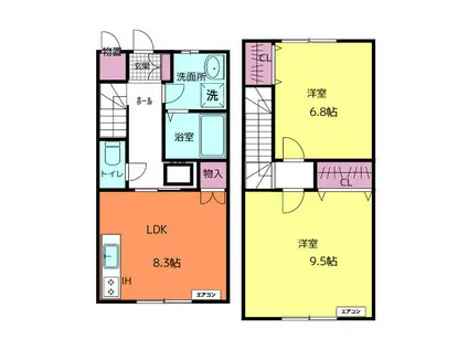 シャンブル・クレールIII(2LDK/1階)の間取り写真