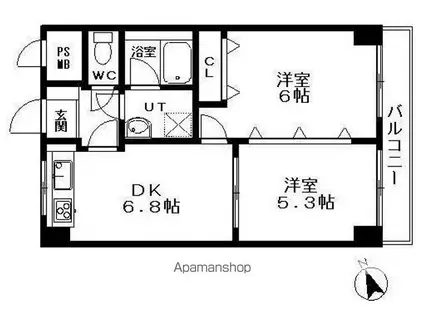 パシフィック早稲田(2DK/7階)の間取り写真