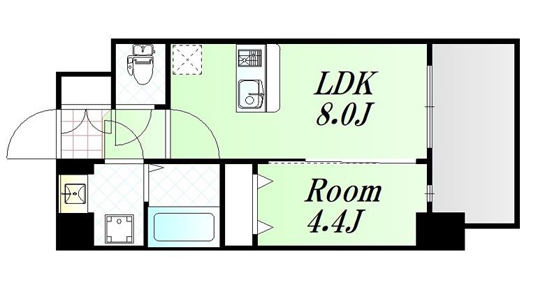 エスリード中之島クロスゲート(1LDK/4階)の間取り写真