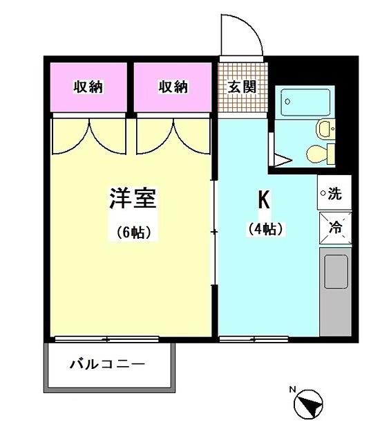 大森東ハイム山下(1K/2階)の間取り写真
