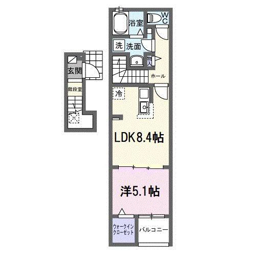 ライラック元山(1LDK/2階)の間取り写真