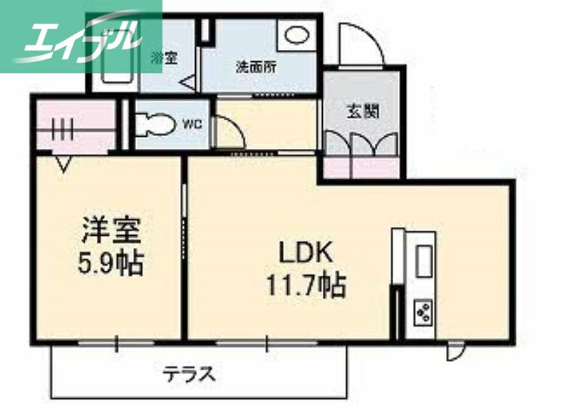 プリティーウーマン B棟(1LDK/1階)の間取り写真