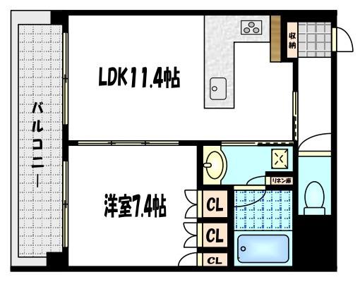 リーガル京都御所西V(1LDK/2階)の間取り写真