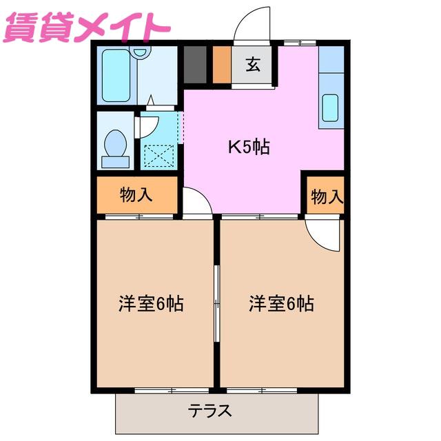 シティハイツTOMO A棟(2K/1階)の間取り写真
