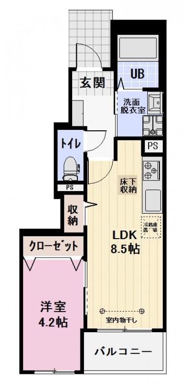 CIEL(1LDK/1階)の間取り写真