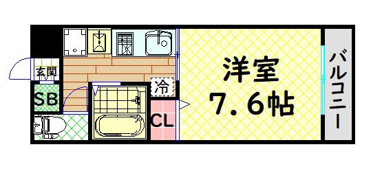 北堀江GGR(1K/5階)の間取り写真