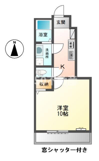 メルヴェールA(1K/1階)の間取り写真