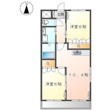 ウィル ヴィラージュ(2LDK/1階)の間取り写真