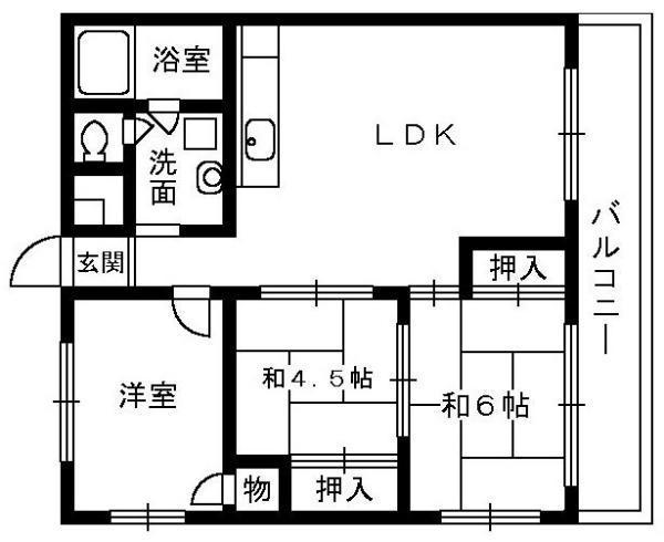 エクセレント友愛(3LDK/2階)の間取り写真