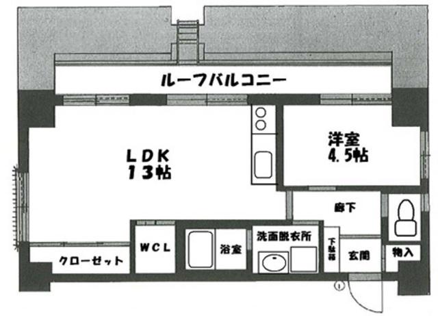 ライオンズマンション薬院第5(1LDK/6階)の間取り写真